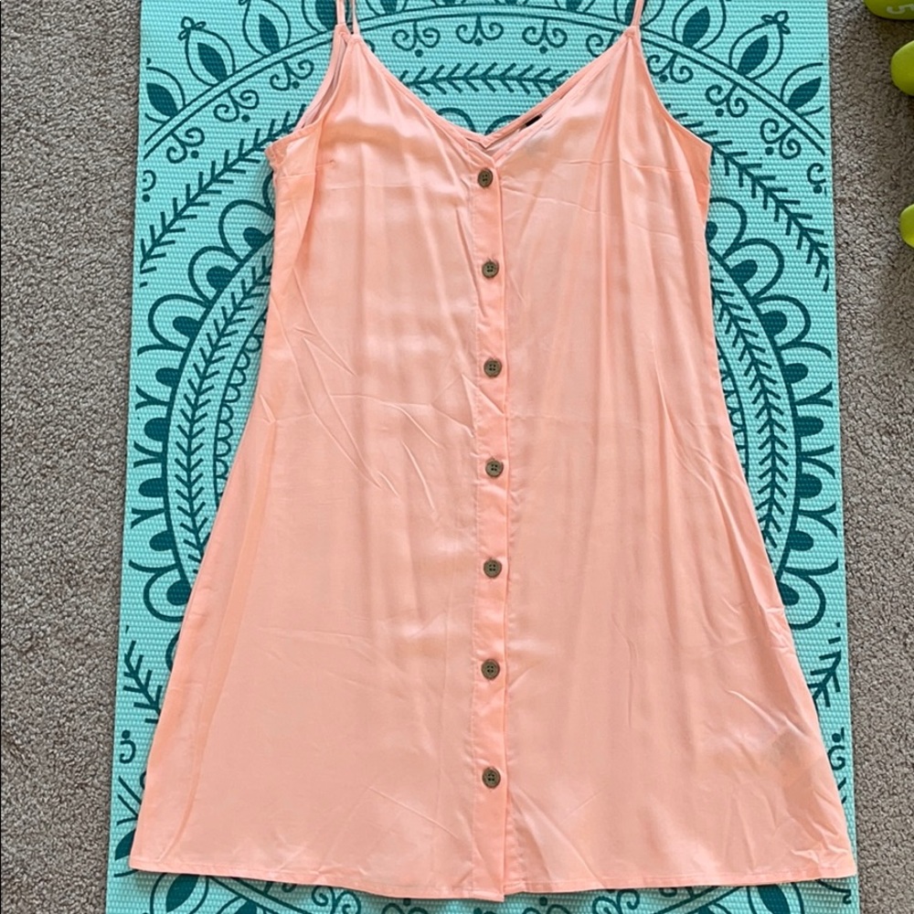 Peach/pink button up dress